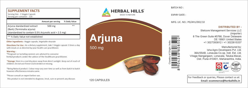 Supplements with Arjuna bark extract for wellness and health