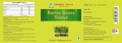 Herbal Hills Barley Grass Tablets 120 Count nutrition label close-up