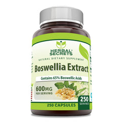 Bottle of Herbal Secrets Boswellia Serrata 600 mg capsules, 250-count