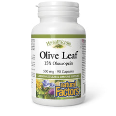 HerbalFactors Olive Leaf 500 mg bottle label close-up