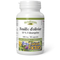 Olive leaf extract capsules showing 500 mg dose