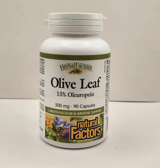 HerbalFactors olive leaf capsules arranged for display
