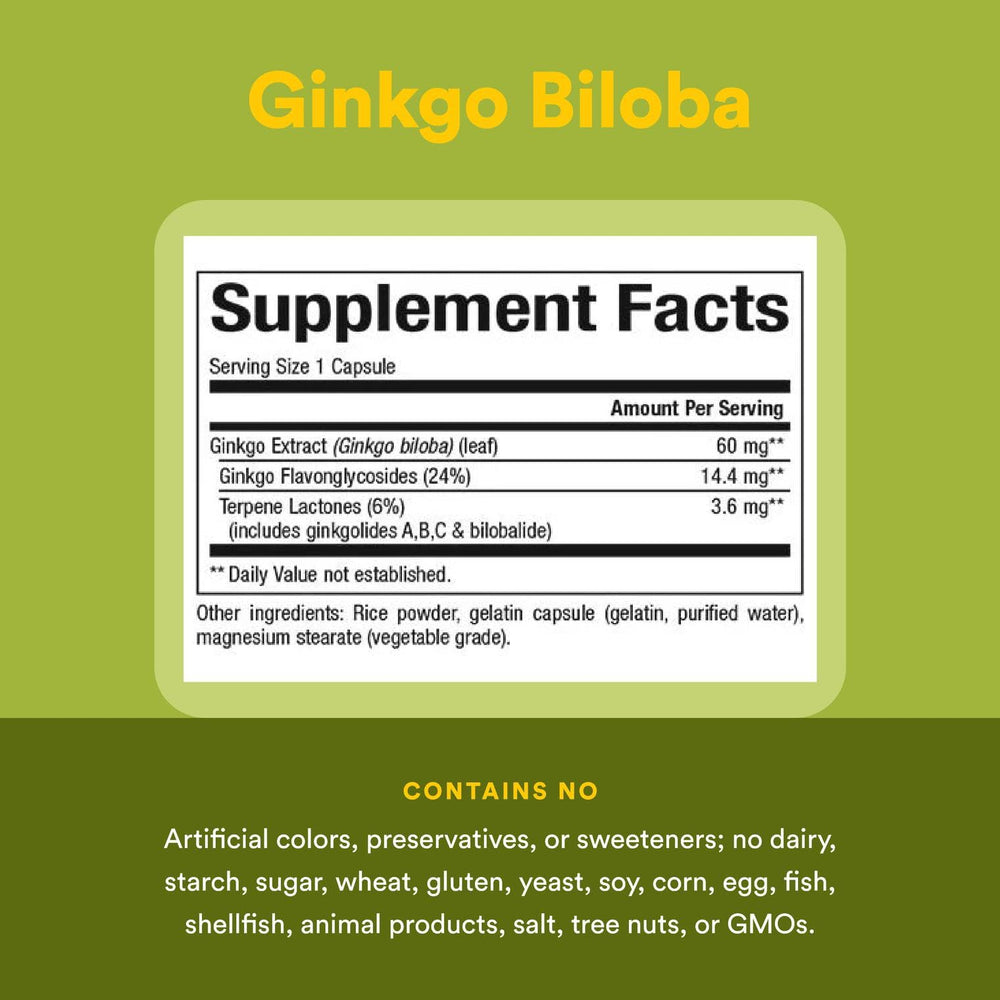 Ginkgo Biloba capsules in bottle