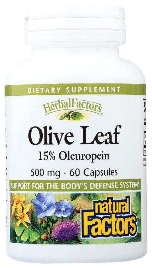 HerbalFactors Olive Leaf 500 mg bottle – front view