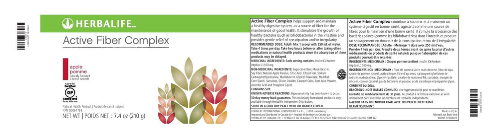 Herbalife Active Fiber Complex Manzana, cuchara medidora incluida, facilita la dosificación diaria.