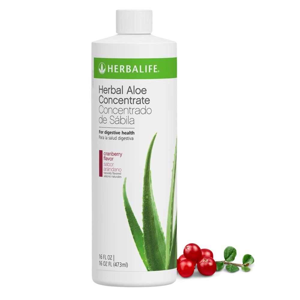 Herbal Aloe Concentrate Cranberry flavor bottle for digestive health