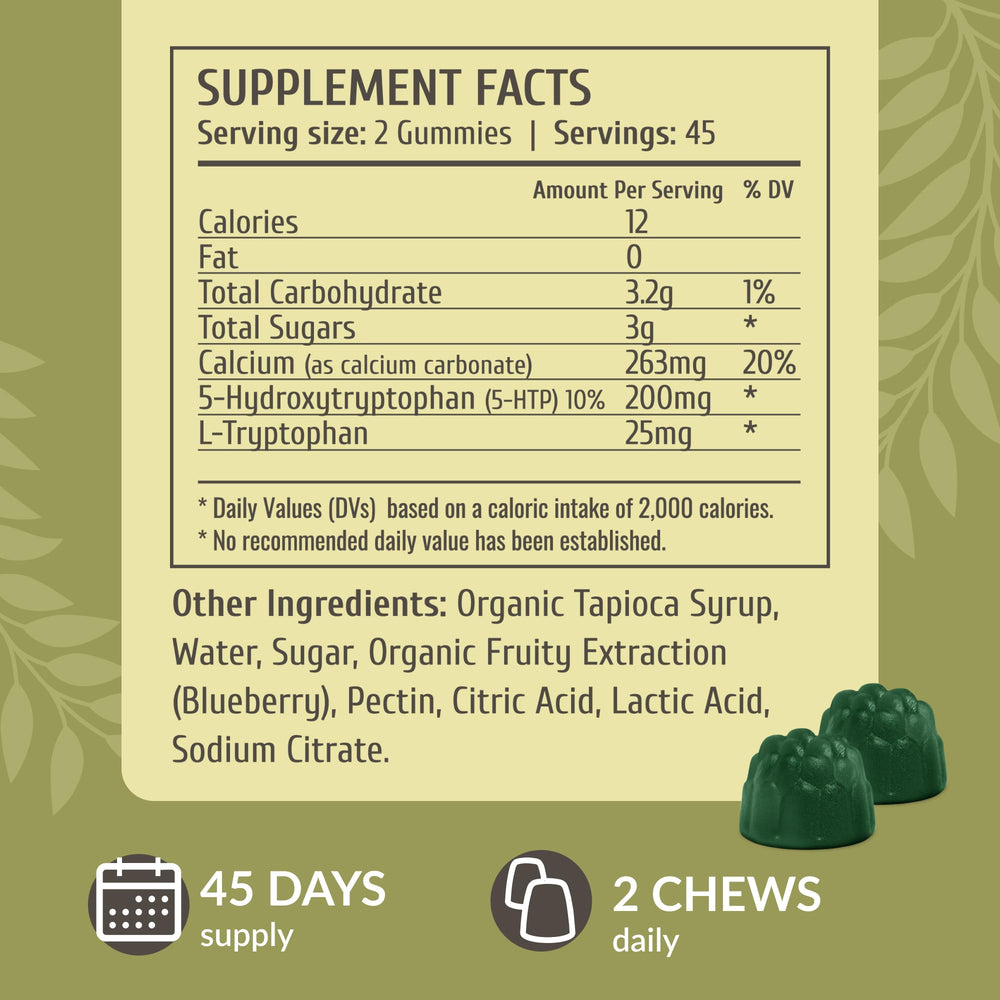 Label close-up of 5-HTP Gummies