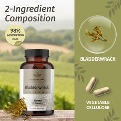 Bladderwrack capsules with a glass of water for on-the-go use