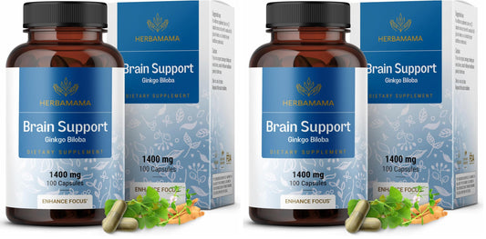 HERBAMAMA Brain Support Capsules bottle front view