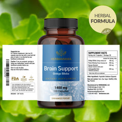 Desk shot featuring HERBAMAMA Brain Support Capsules