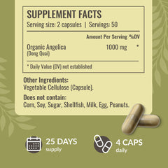 Vegetarian capsule filled with Angelica root powder