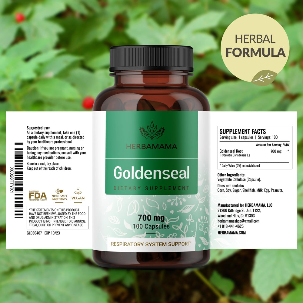 Package and label of Herbamama Goldenseal Root Capsules