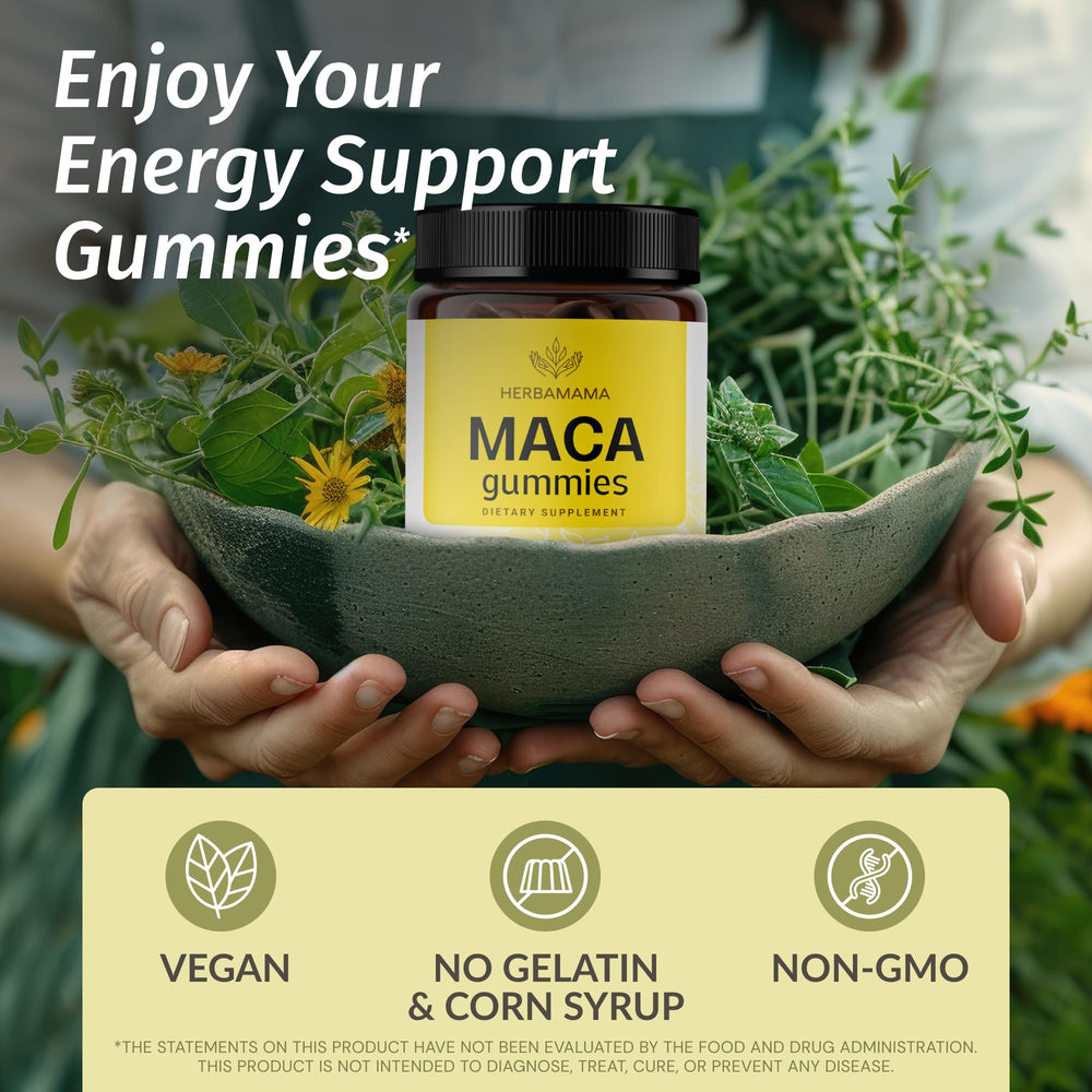 Packaging for HERBAMAMA Maca Root Gummies Pack of 2