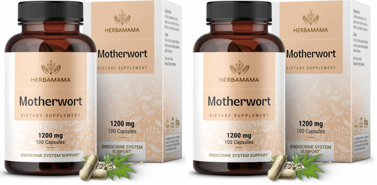 Herbamama Motherwort capsules 1200mg per pack – front view