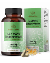 Herbamama Sea Moss and Bladderwrack capsules bottle with label