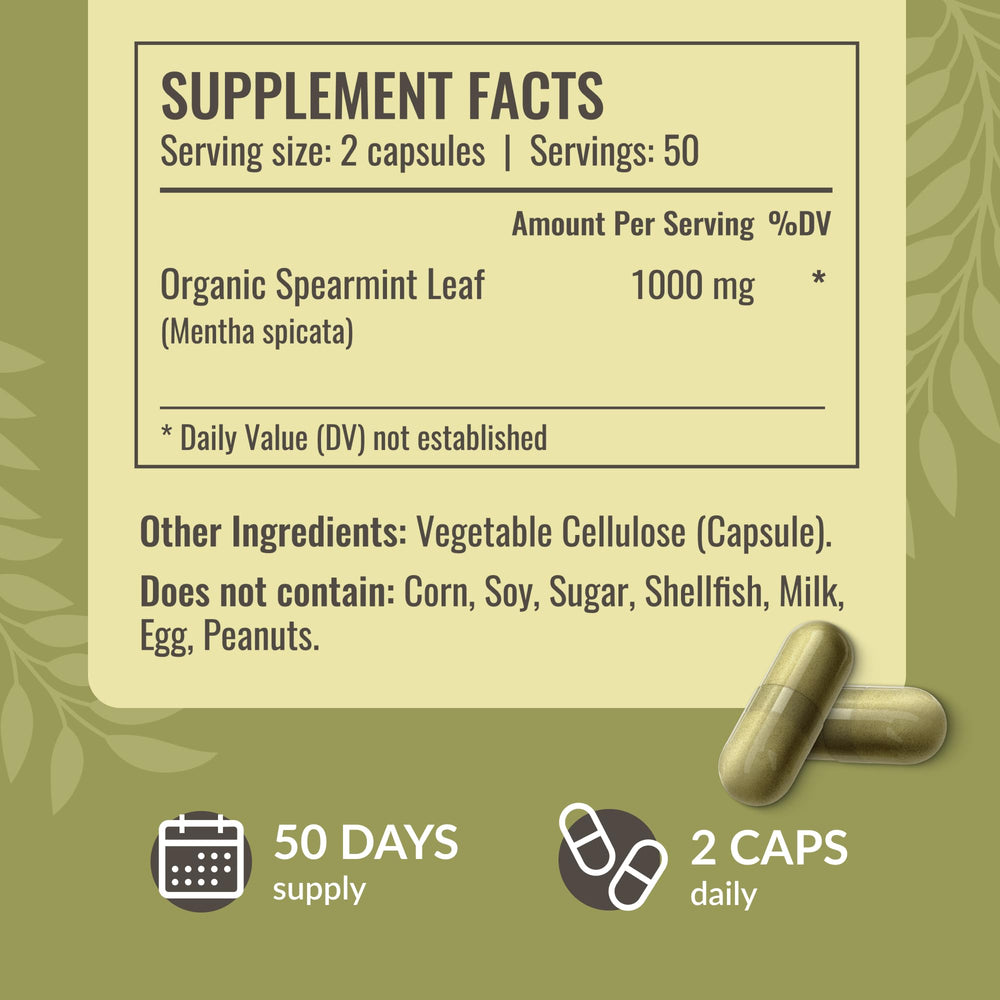 Product bottle shot of HERBAMAMA Spearmint Leaf Capsules