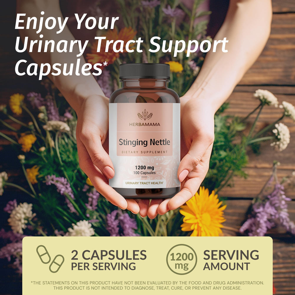 Stinging nettle capsules bottle label showing 1200mg