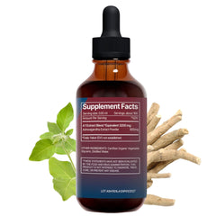 Ashwagandha Liquid Drops packaging and bottle on white background