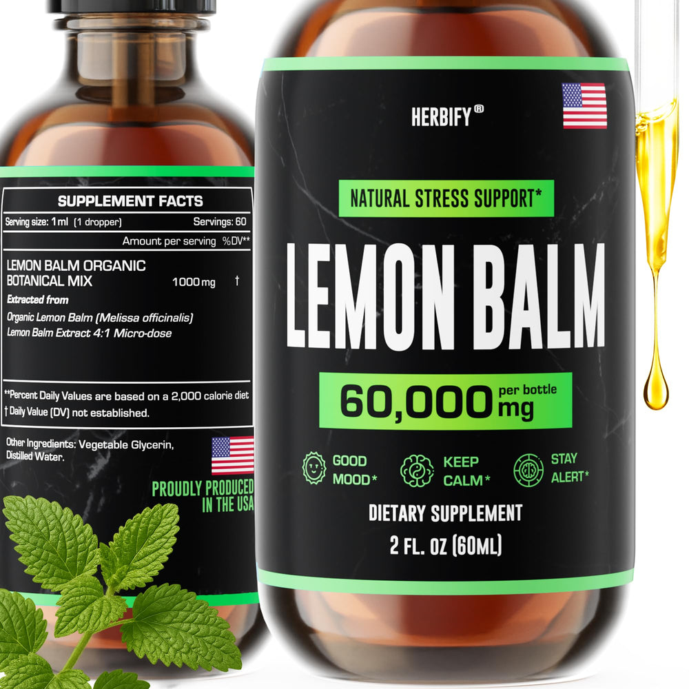HERBIFY Lemon Balm Tincture bottle with dropper