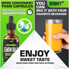 Herbify Lemon Balm Tincture packaging and bottle