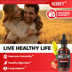 HERBIFY Mullein Drops strawberry flavor bottle emphasizes tasty daily option