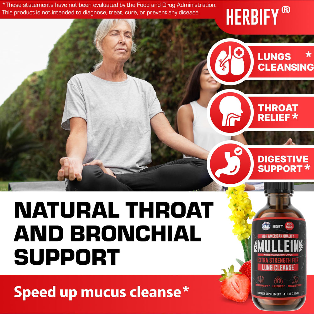 HERBIFY Mullein Drops USA made label highlights quality ingredients