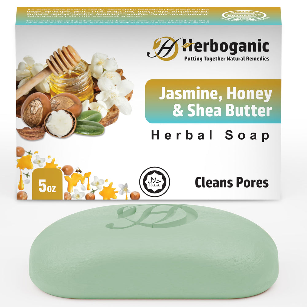 HERBOGANIC Jasmine honey Shea bar closeup showing texture for nourishing skin