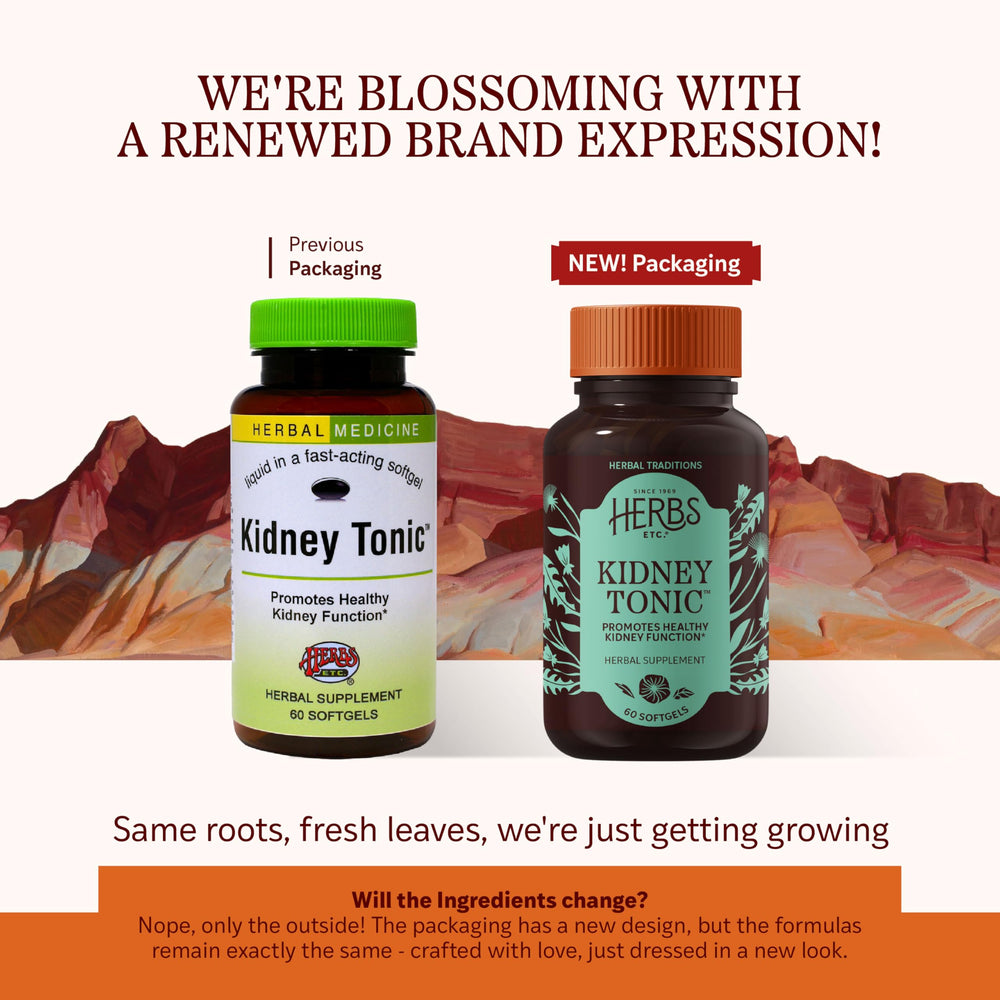 Close-up of Kidney Tonic Softgels bottle label