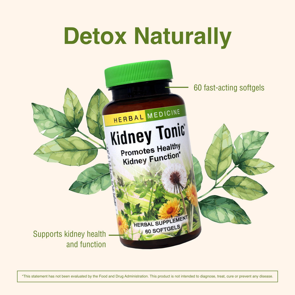 Herbs, Etc. Kidney Tonic Softgels packaging on countertop