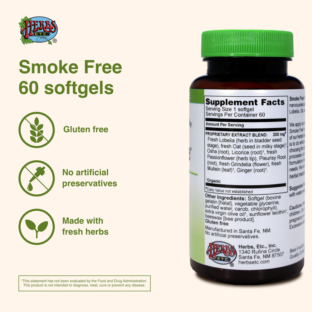 Herbs, Etc. Smoke Free softgels bottle with label