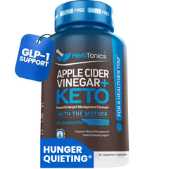 Bottle of Herbtonics GLP-1 Support Apple Cider Vinegar capsules front view