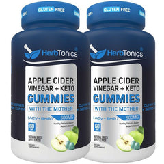 Herbtonics front label showing sugar-free keto ACV gummies and benefits