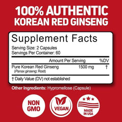 Herbtonics Korean Red Panax Ginseng 1500mg bottle viewed from the side
