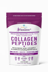 HerbUSA FlexGlow+ Collagen Peptides bottle with scoop