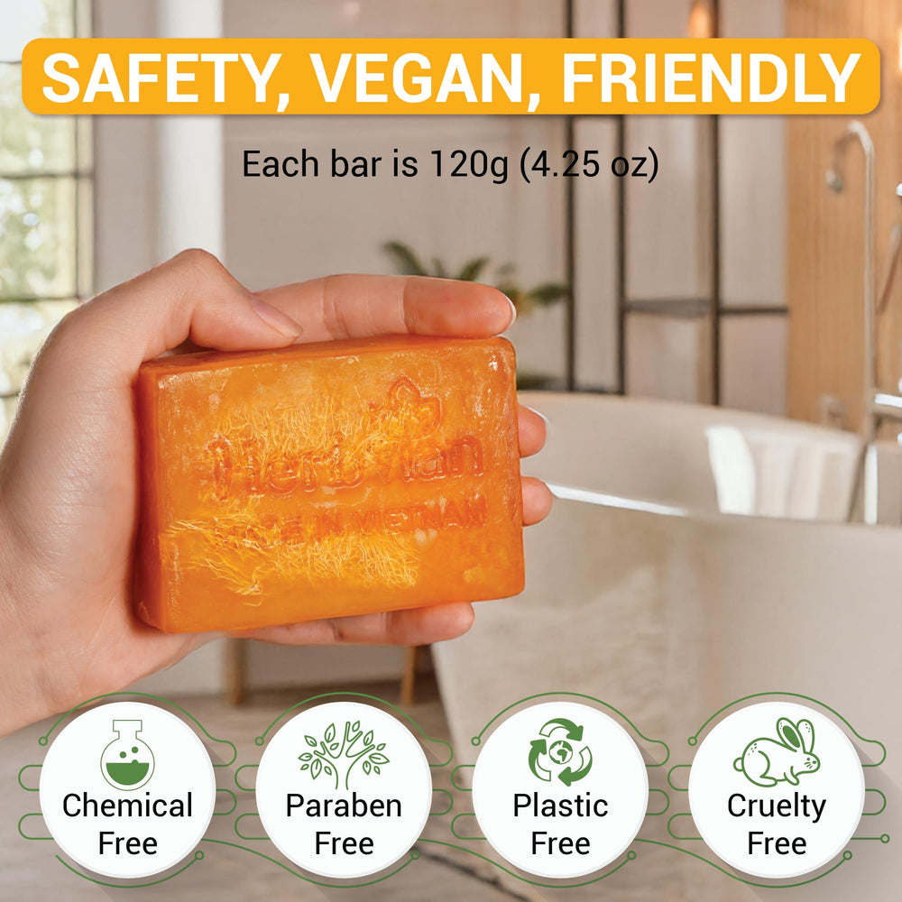 Herbvian 120g soap bar packaging, compact and long-lasting cleansing partner.