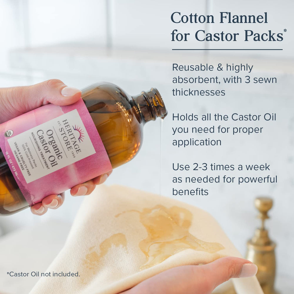 Cotton flannel castor oil pack wrap in use for abdomen or joints