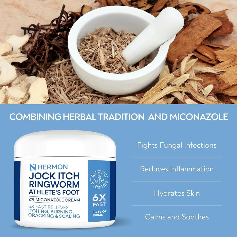 Hermon Jock Itch Cream label detail emphasizing safe, moisturizing formula