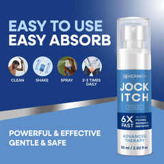 Hermon Jock Itch Spray packaging shows compact bottle for travel use.