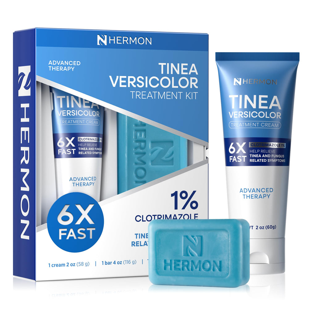 Hermon Tinea Cream 2oz application demonstrates soothing relief for irritated skin.