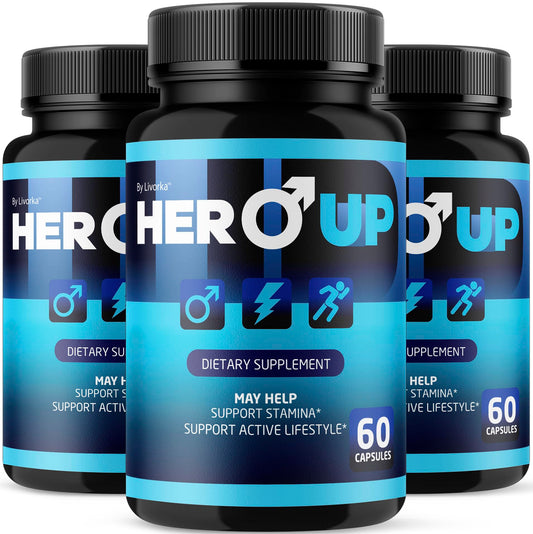 Hero Up Capsules 3-pack bottles front view