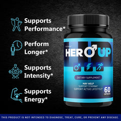 Hero Up Capsules providing energy support for men