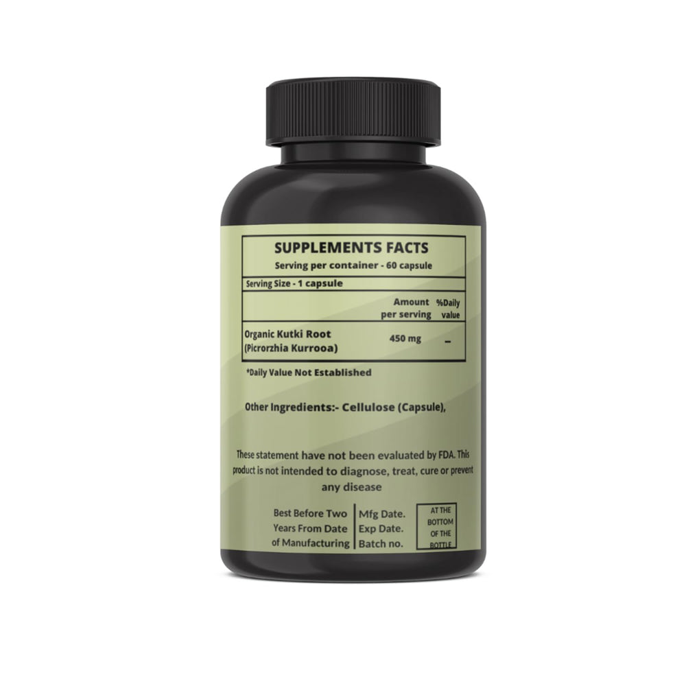 Holistic formulation of herbs and nutrients for Kutki capsules