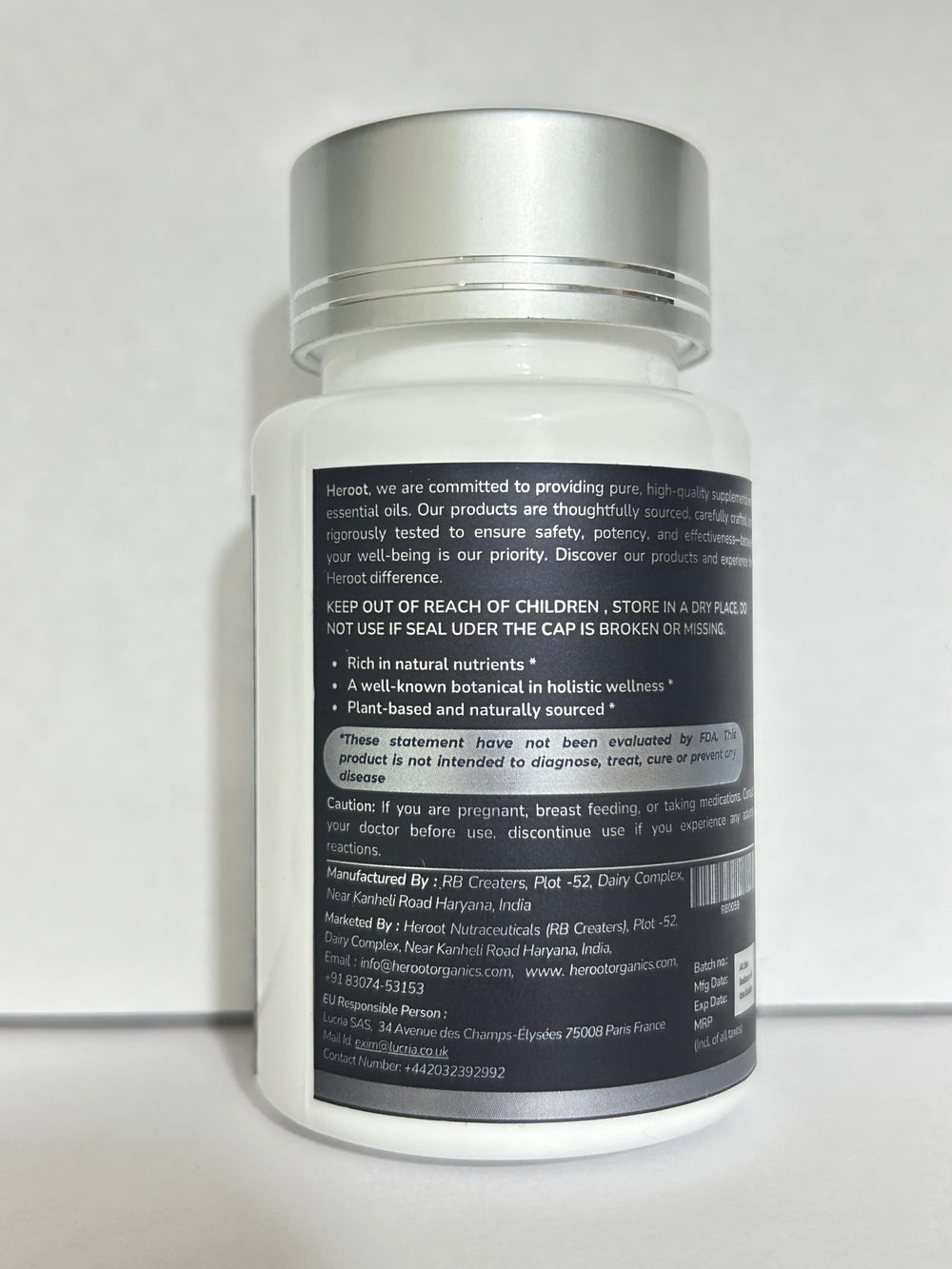 Close-up of Kutki root capsules ingredients