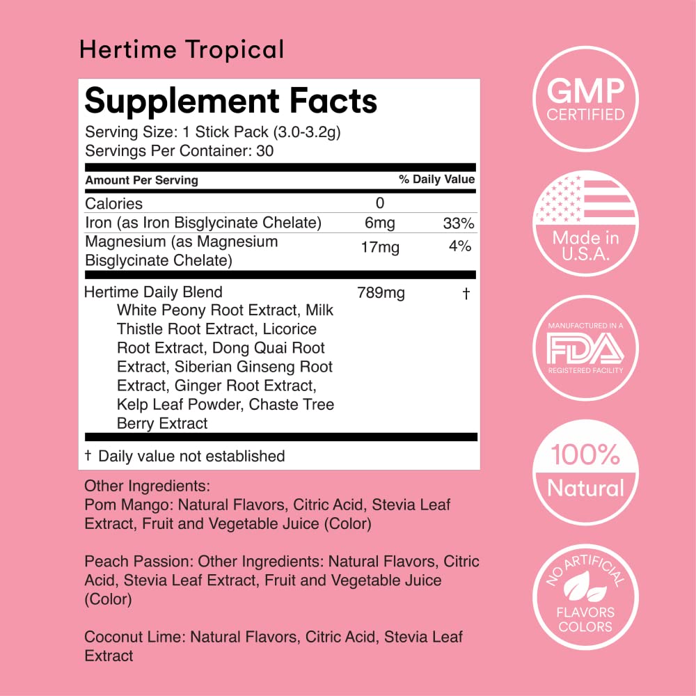 On-the-go Hertime drink packets carried in a bag