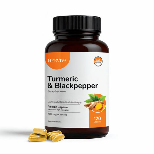 HERVIVA Turmeric Curcumin 1500mg with Black Pepper 5mg bottle