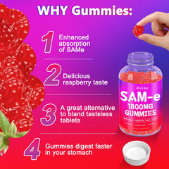 Vegan, gluten-free SAM-e Gummies on a white background