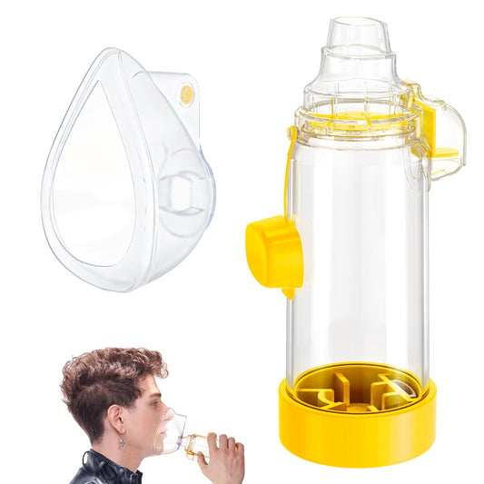 HEWEJA NESSI OTC Spacer yellow-adult-mask highlights portable, easy-to-use design for home administration.