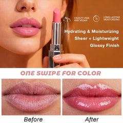 HHLTOH Honey Lipstick creamy glide showing smooth, non-sticky finish.