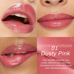HHLTOH Honey Lipstick glossy finish swatch with hydrated lips look.