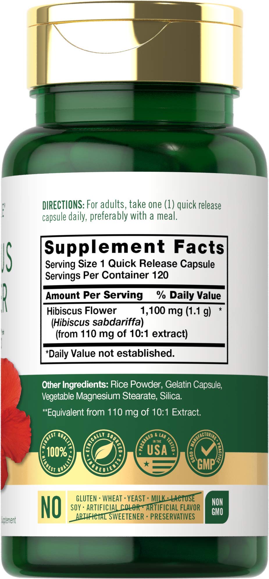 Hibiscus Flower Extract 1100 mg capsules Carlyle label